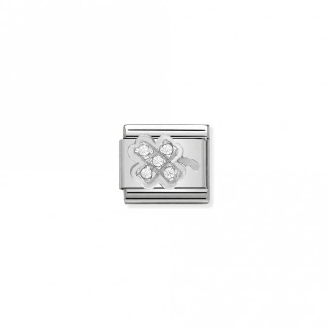 Classic Silver CZ Clover Good Luck Charms