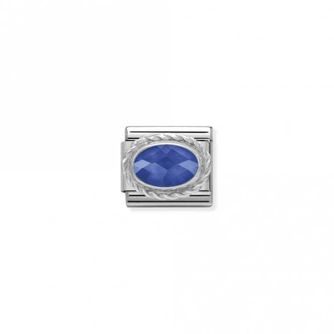 Classic Silver CZ Facetted Blue Oval Sparkly Charms