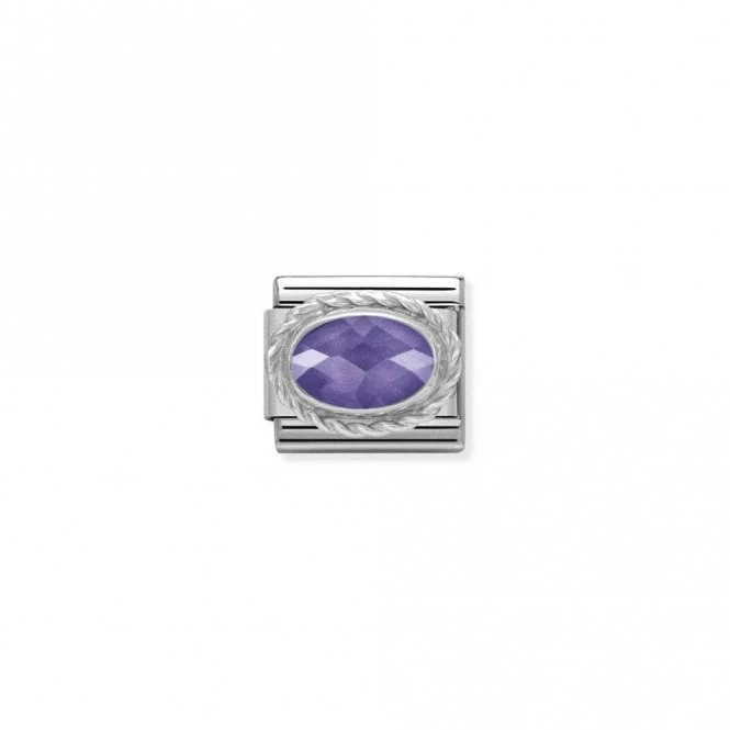 Classic Silver CZ Facetted Purple Oval Sparkly Charms