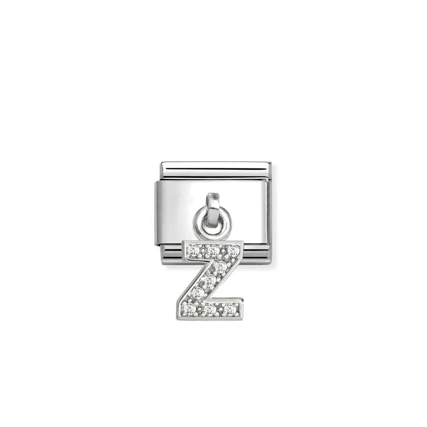 Classic Silver CZ Letter Z Letters & Numbers Pendant Charms