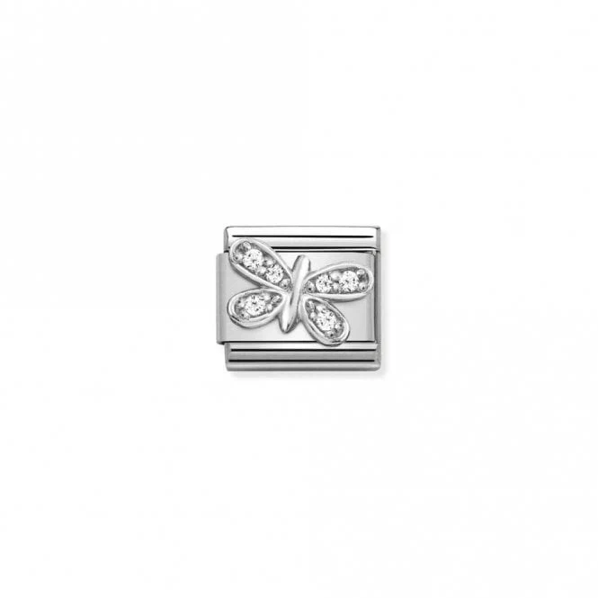 Classic Silver CZ White Butterfly Animal Charms