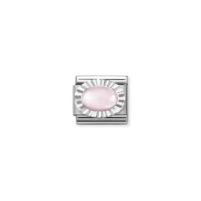 Classic Silver & Diamond Oval Pink Rose Quartz Sparkly & Stones Charms