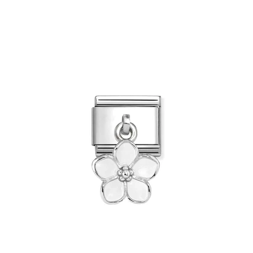 Classic Silver and Enamel White Flowers & Nature Pendant Charms