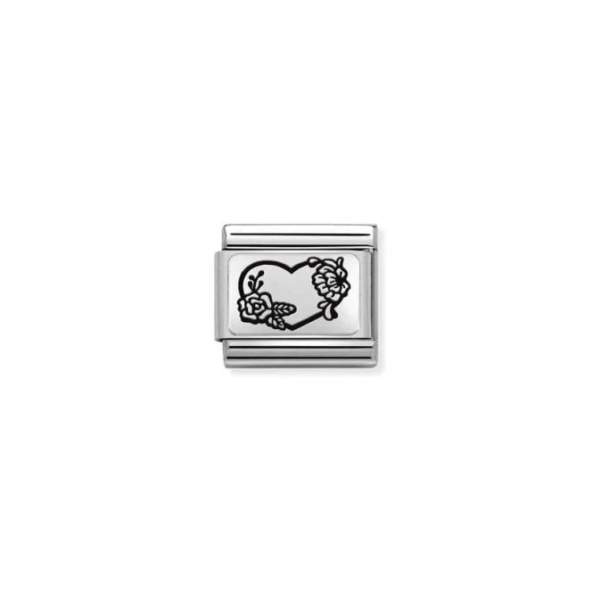 Classic Silver Heart with Rose Love & Hearts Charms