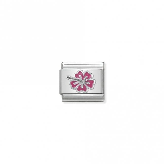 Classic Silver Hibiscus Pink Flowers & Nature Charms