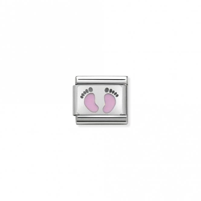 Classic Silver Pink Footprints Friends & Family Charms
