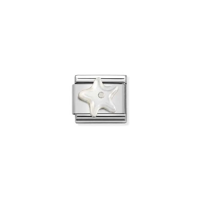 Classic Silver Starfish In White Mother Of Pearl Travel & Flag Charms