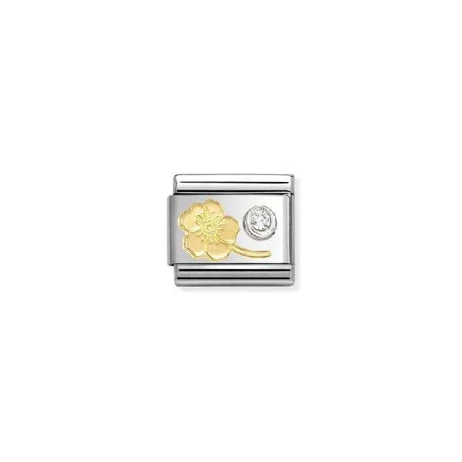 Classic Two-Tone Gold and Silver Myosotis with White CZ Flowers & Nature Charms
