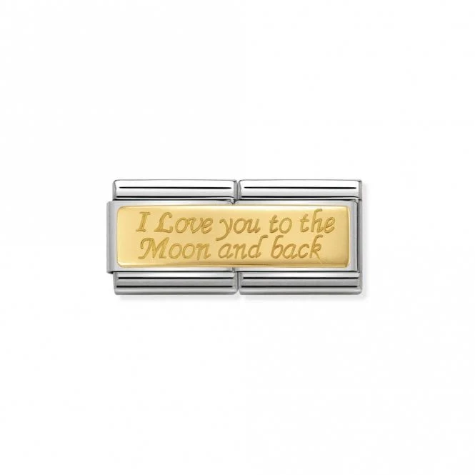 Gold Double To The Moon and Back Love & Hearts Charms