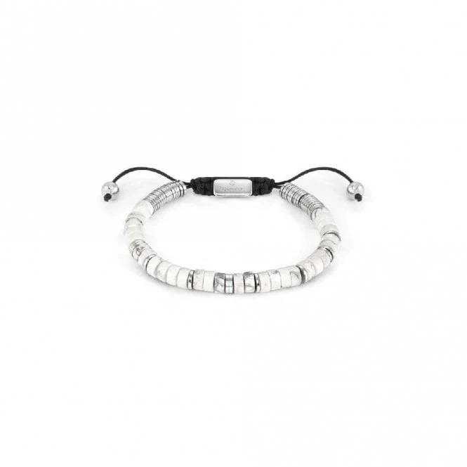 Instinct Style Silver Steel & White Turquoise Bracelet