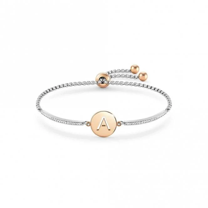 Milleluci Rose Gold and CZ Letter A Bracelet