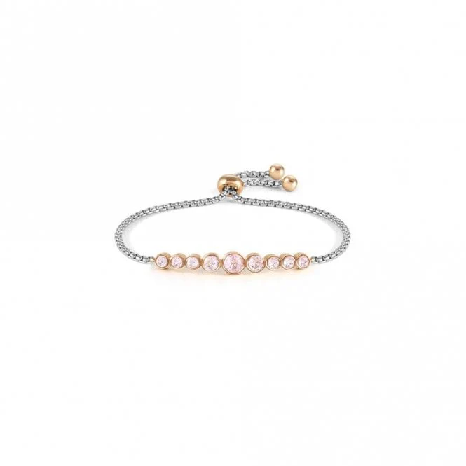Milleluci Silver & Rose Gold Pink Circle Crystals Bracelet - Image 2