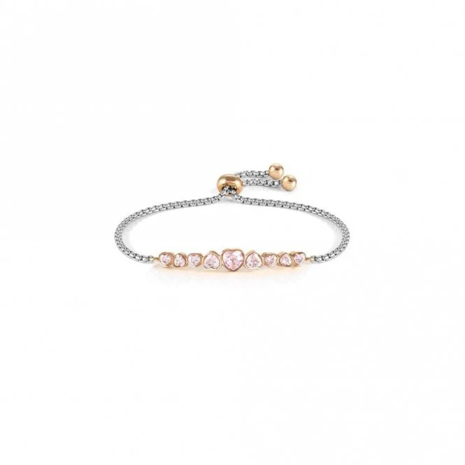 Milleluci Silver & Rose Gold Pink Heart Crystals Bracelet - Image 2