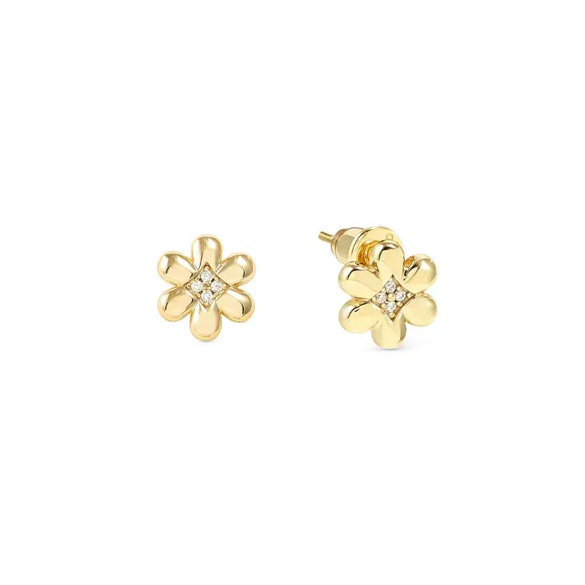 Petit Sparkle 18kt Gold Flower Earrings with CZ