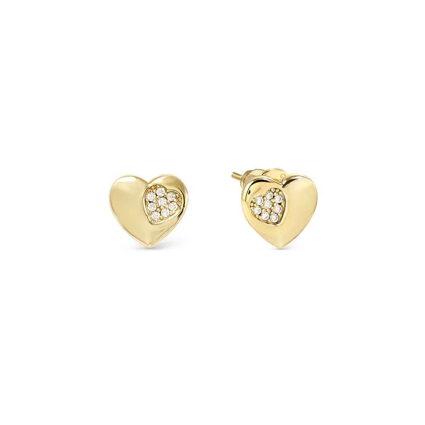 Petit Sparkle 18kt Gold Heart Earrings with CZ