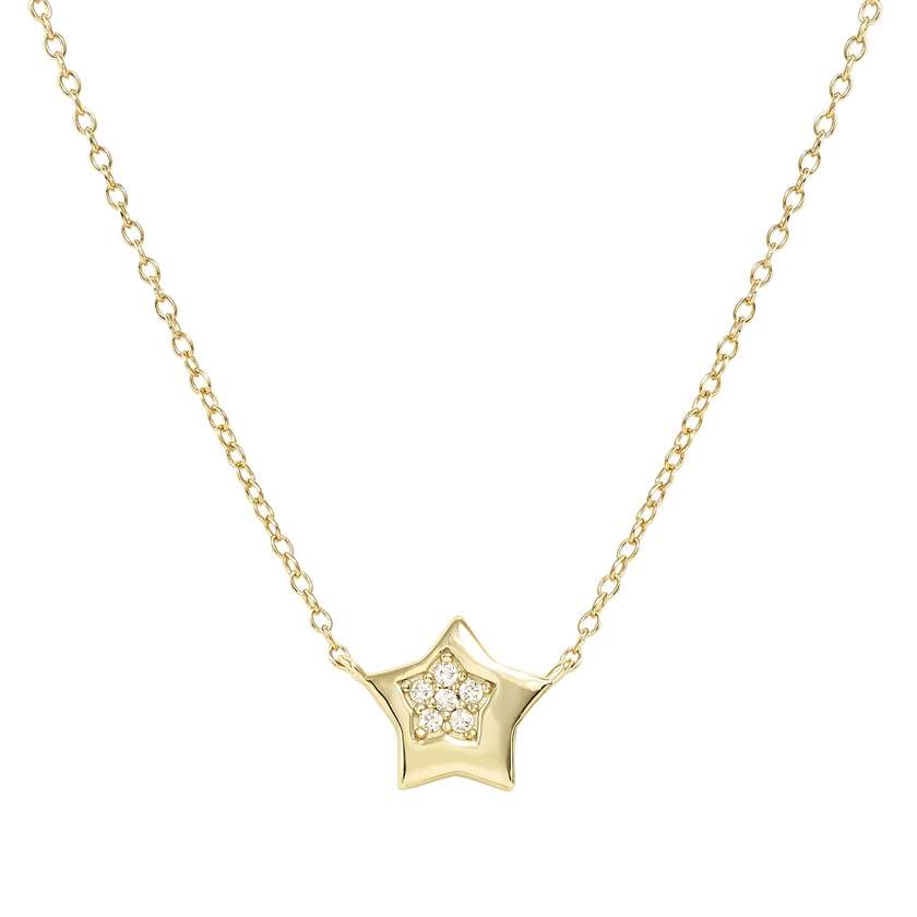 Petit Sparkle 18kt Gold Star Necklace with CZ