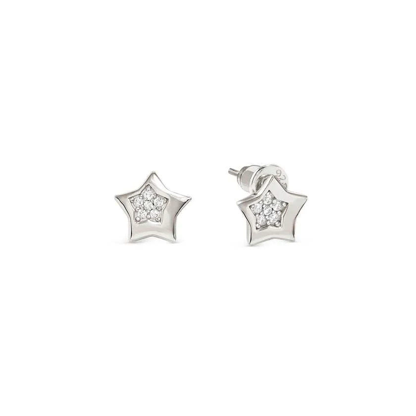 Petit Sparkle Silver Star Earrings with CZ