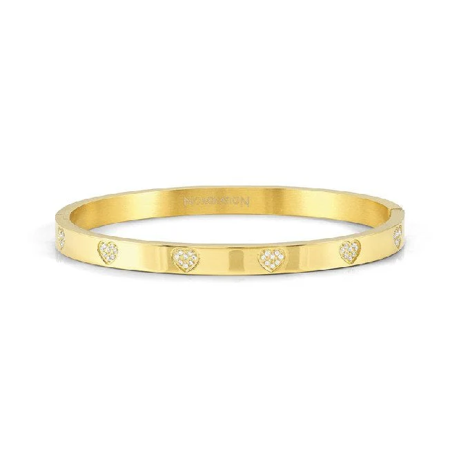 Pretty Bangles Large Pave Heart Bracelet in Gold & CZ