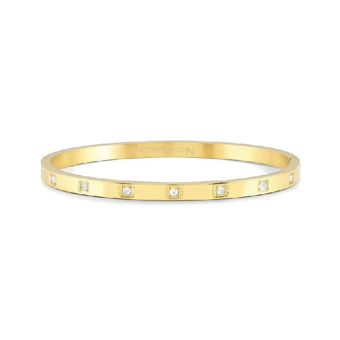 Pretty Bangles Small Bracelet in Gold & Square CZ