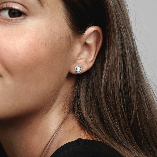 April Birthstone Eternity Circle Stud Earrings - Image 2