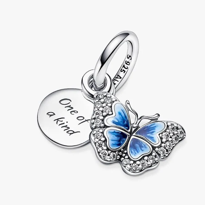 Blue Butterfly One of A Kind Double Dangle Charms - Image 2