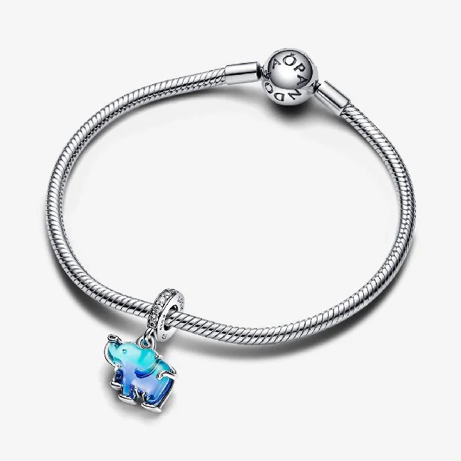 Blue Murano Glass Elephant Dangle Charms - Image 2
