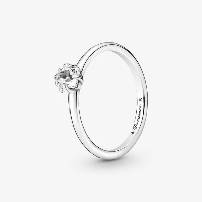 Celestial Sparkling Star Solitaire Ring, Size 56
