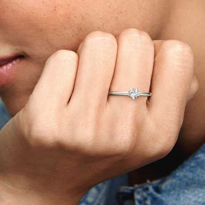 Celestial Sparkling Star Solitaire Ring, Size 56 - Image 3