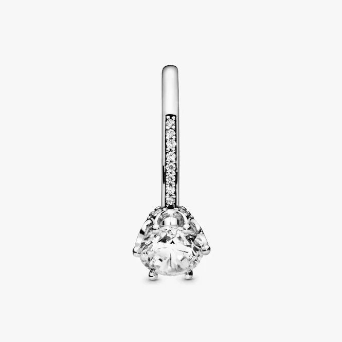 Clear Sparkling Crown Solitaire Ring, Size 60 - Image 3