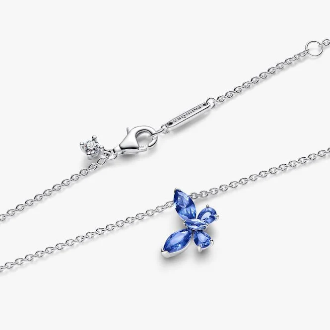 Cornflower Blue Butterfly Pendant Necklace, 45cm - Image 2