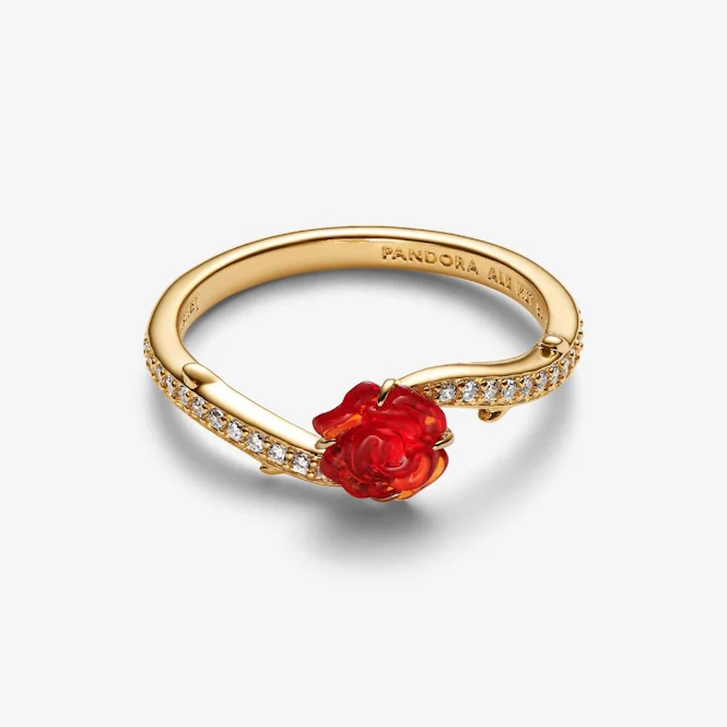 Disney Beauty and the Beast Gold Enchanted Rose Ring, Size 56 - Image 3