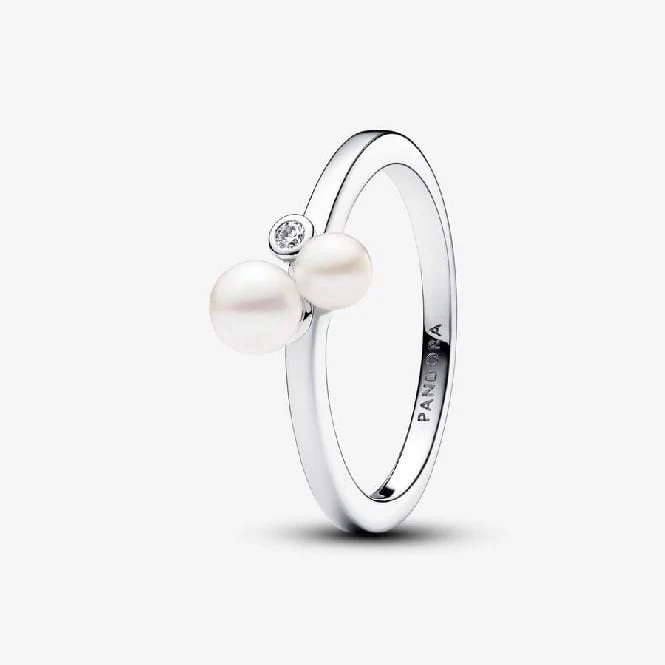 Duo Treated Freshwater Cultured Pearls Ring, Size 54