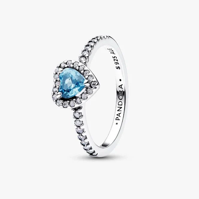 Elevated Light Blue Heart Ring, Size 50
