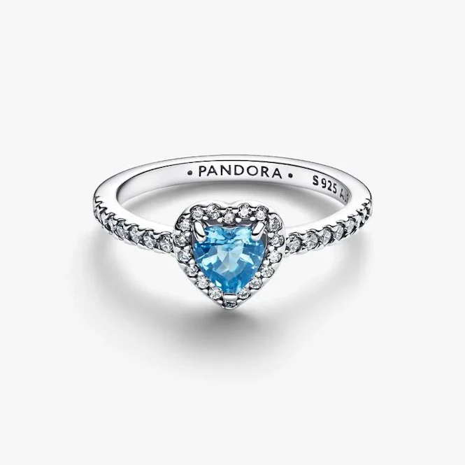 Elevated Light Blue Heart Ring, Size 50 - Image 3