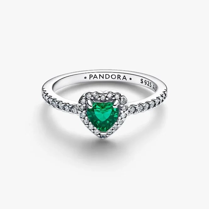 Elevated Royal Green Heart Ring, Size 50 - Image 3