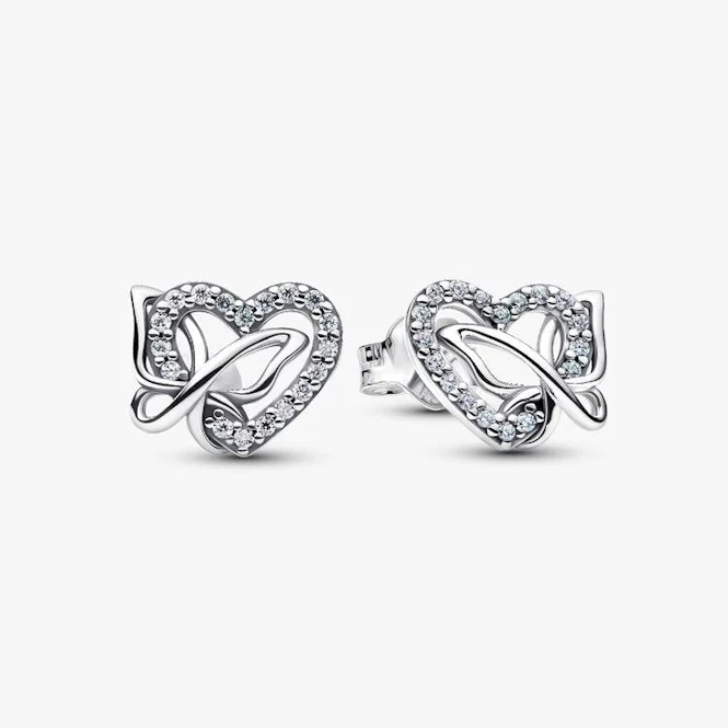 Entwined Heart & Butterfly Stud Earrings - Image 3