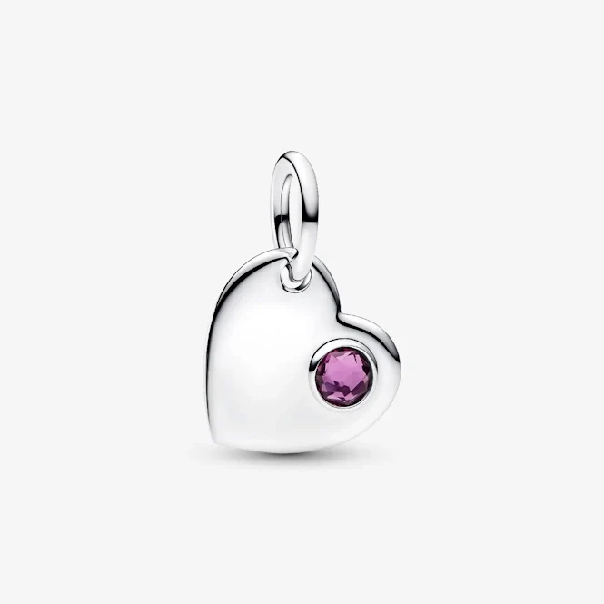 February Birthstone Engravable Heart Dangle Charms