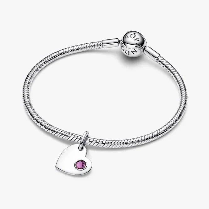 February Birthstone Engravable Heart Dangle Charms - Image 3