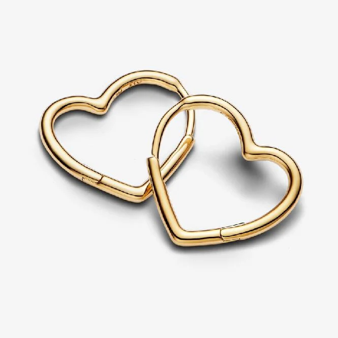 Gold Asymmetrical Small Heart Hoop Earrings - Image 2