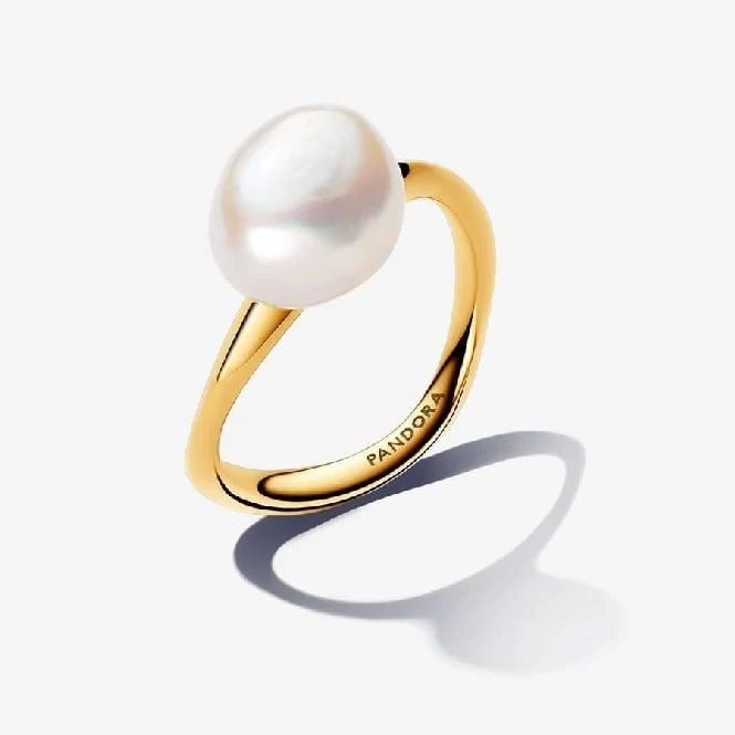 Gold Baroque Treated Freshwater Cultured Pearl Ring, Size 48