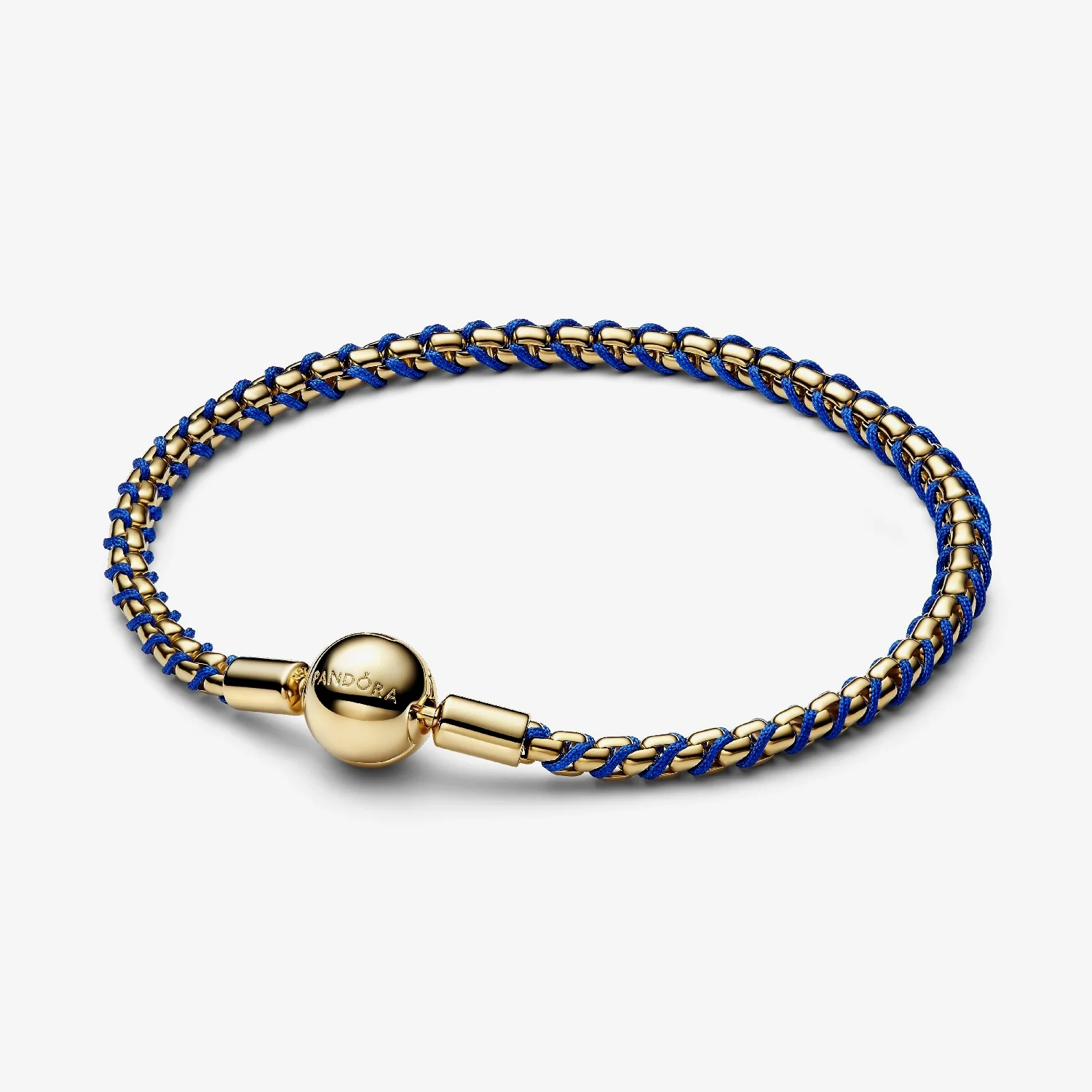 Gold Blue Cord Box Chain Bracelet, 20cm