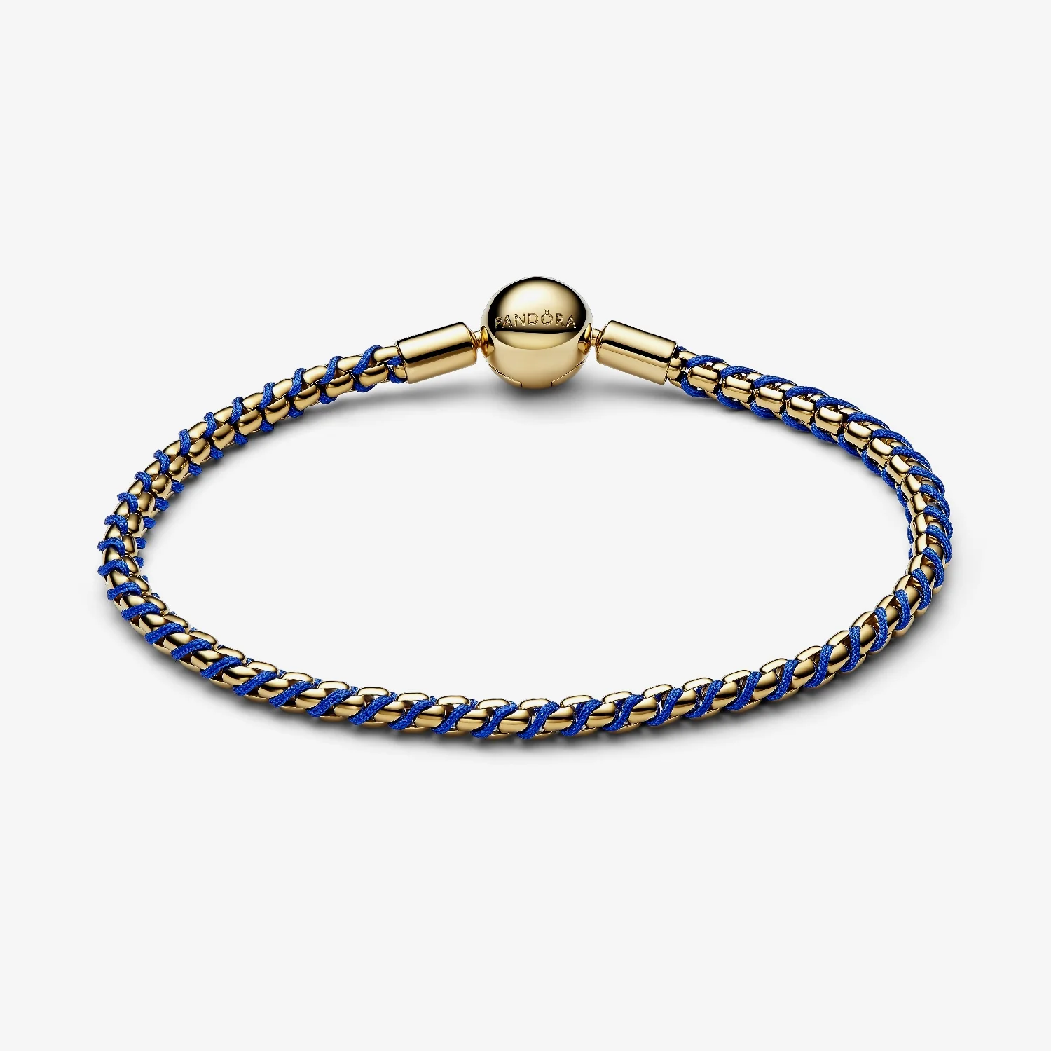 Gold Blue Cord Box Chain Bracelet, 20cm - Image 2