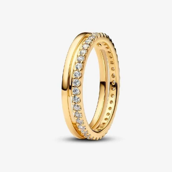 Gold Double Band Ring, Size 52