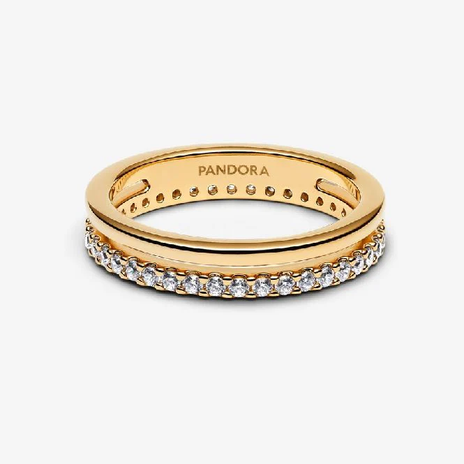 Gold Double Band Ring, Size 48 - Image 3