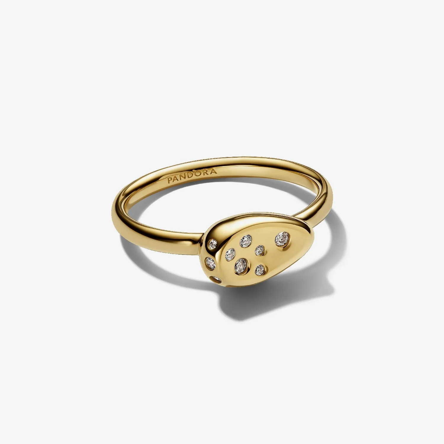 Gold Medium Stone-Set Oval Signet Ring, Size 52