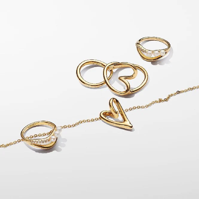 Gold Organically Shaped Heart Ring, Size 52 - Image 3