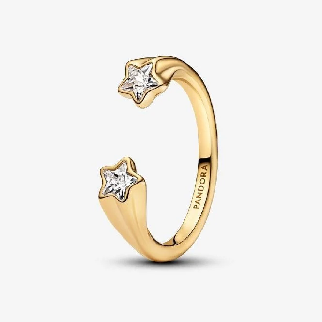 Gold Shooting Stars Open Ring, Size 52