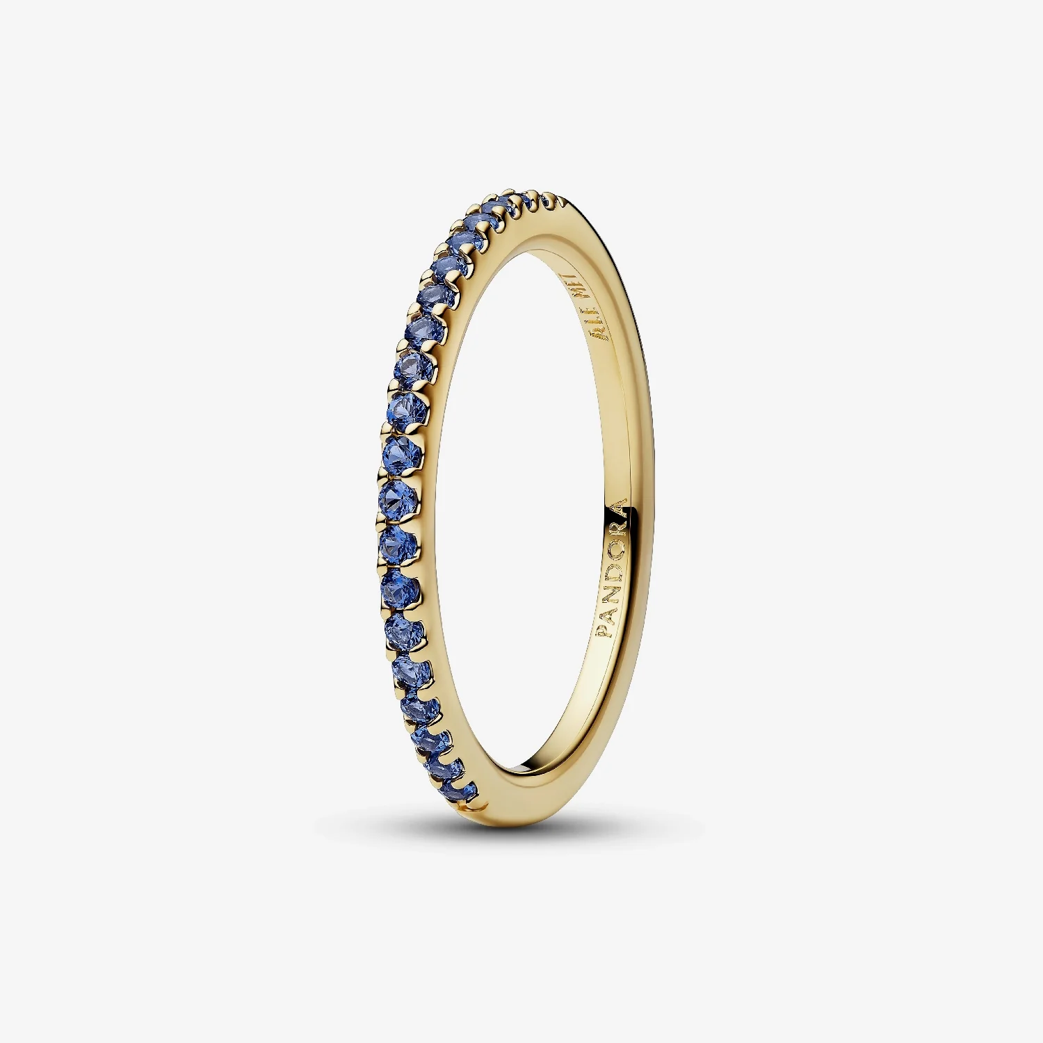 Gold Sparkling Blue Half-Eternity Band Ring, Size 50