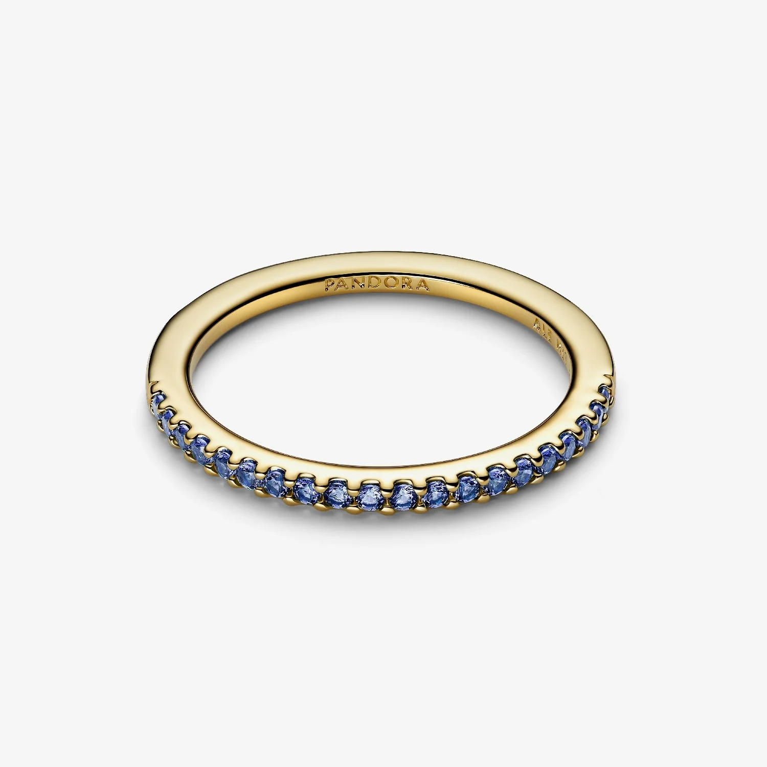 Gold Sparkling Blue Half-Eternity Band Ring, Size 50 - Image 2