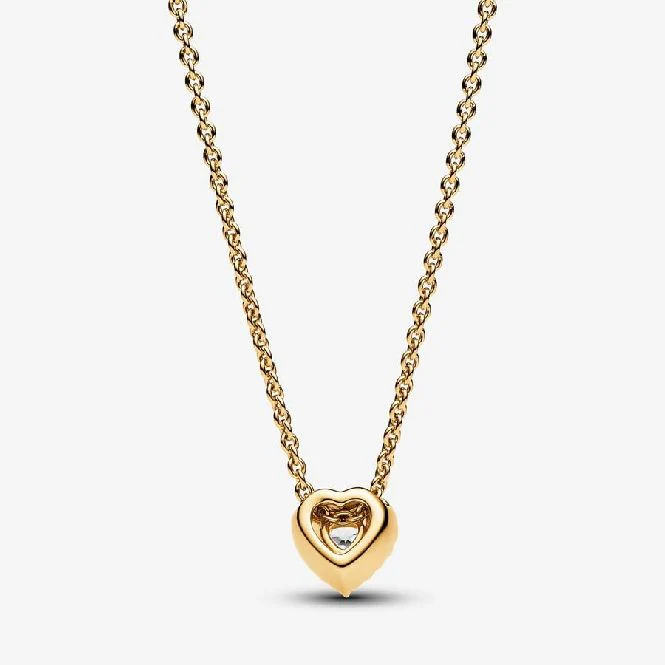 Gold Sparkling Heart Collier Necklace, 45cm - Image 3